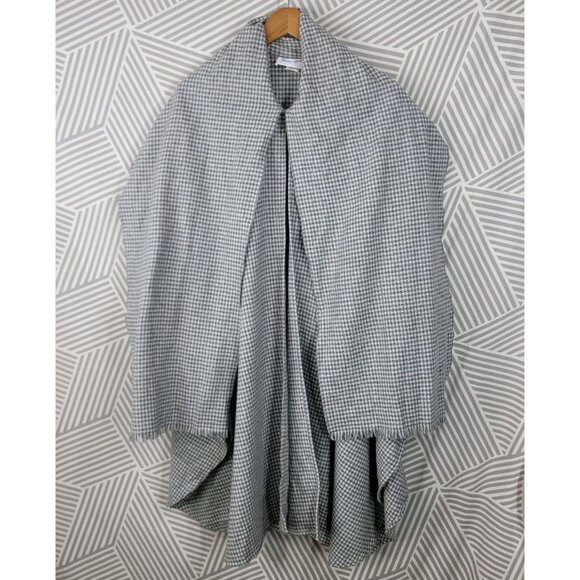 Vintage Tweed Wool Cape Coat One Size Medium Large XL 1X 2X 3X Grey Houndstooth - Picture 3 of 8